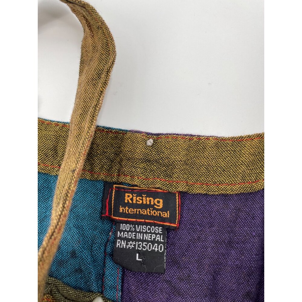 Rising International Womens Large Patchwork Overalls Boho Adjustable Straps - Picture 4 of 9